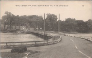 Postcard Sewall's Bridge York Maine First Pile Bridge Built United States ME