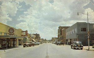 Main Street Cook Paints Dodge Plymouth Signs Ogallala Nebraska 1958 postcard