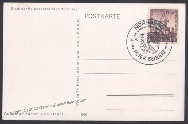 3rd Reich Germany Luitpold Nuernberg Reichsparteitag Koenigs Karten USED 110492