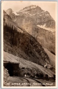 Upper Spiral Tunnel Field British Columbia Canada Real Photo RPPC Postcard