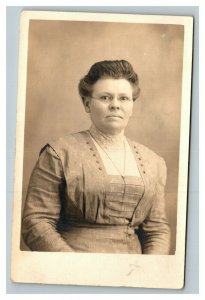 Vintage 1910's RPPC Postcard - Studio Portrait Woman Named on Back
