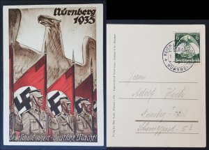 GERMANY THIRD 3rd REICH ORIGINAL POSTCARD NÜRNBERG RALLY 1935 IMPERIAL EAGLE