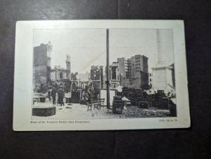 Mint USA San Francisco Earthquake RPPC Postcard Rear of St Francis Hotel