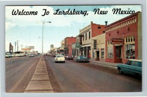 Lordsburg NM-New Mexico, Texaco, Cafe, Hotel, Chrome Postcard 