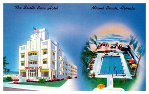 Postcard SWIMMING POOL SCENE Miami Beach Florida FL AS5079