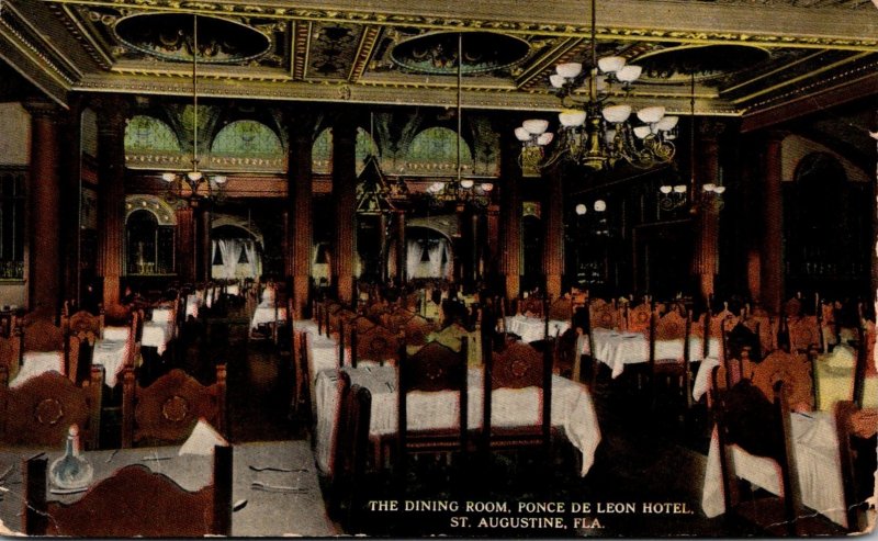 Florida St Augustine Ponce De Leon Hotel Dining Room 1914 Curteich