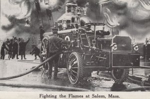 Firefighters Fighting the Flames Salem MA Antique USA Postcard