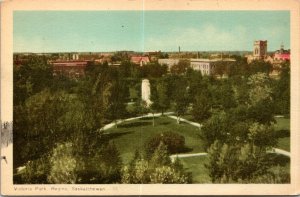 VINTAGE POSTCARD PANORAMIC VIEW OF VICTORIA PARK AT REGINA SASKATCHEWAN c. 1930