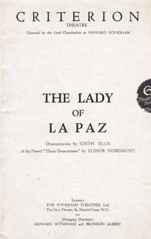 The Lady Of Paz Lilian Braithwaite Romance Criterion London Theatre Programme