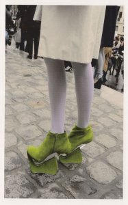 Green Pixie Elf Shoes With Handbag High Heels Fashion Postcard