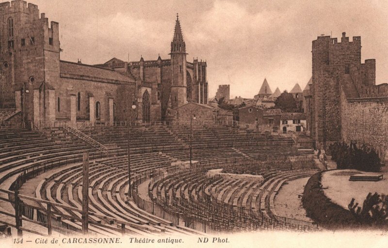 Vintage Postcard 1910's View of Cite de Carcassonne Theatre Antique France