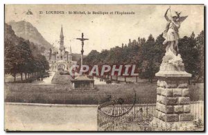 Old Postcard Lourdes St Michael's Basilica and L & # 39Esplanade