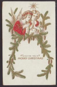 Wishing You A Merry Christmas,Angels Postcard 