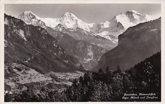 Switzerland Interlaken Heimwehfluh Eiger Moench und Jungfrau 1937 Photo