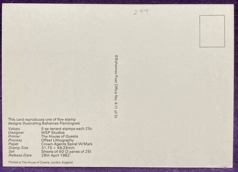 Bahamas Phoenicopterus ruber Flamingoes stamp unposted