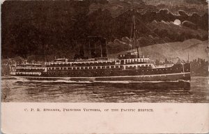 CPR Steamer 'Princess Victoria' Ship c1911 to Collingwood ON Litho Postcard H32