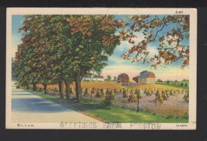 Iowa Greetings From Preston - Farm Rural Scene pm1940 ~ Linen