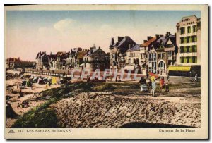 Old Postcard Aux Sables D & # 39Olonne A Corner of Beach Park Hotel