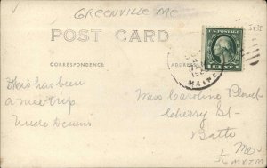 Greenville ME BEST Tractor Equipped w/ Wooden Snowplow 1923 RPPC Postcard