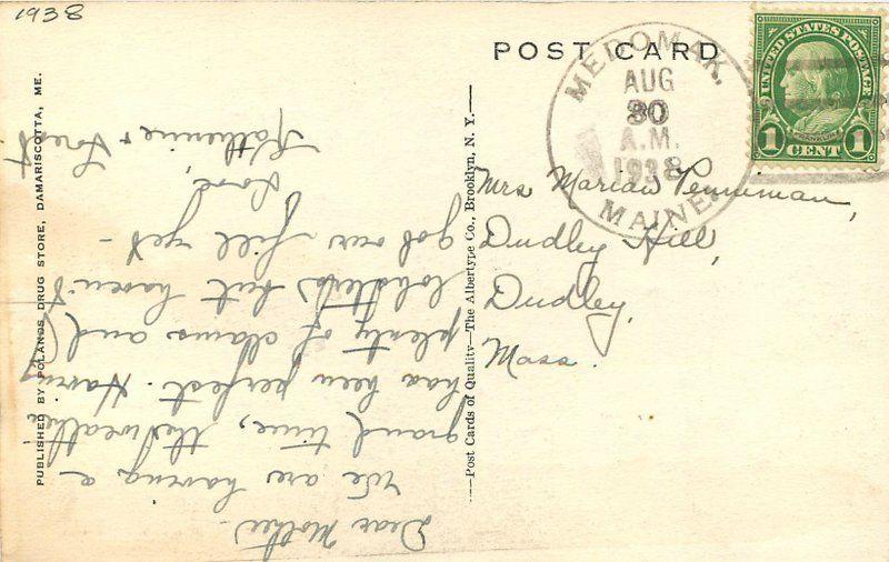 1938 Harbor entrance New Harbor Maine Polands Drug postcard 725