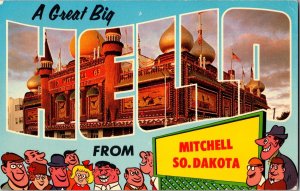 A Great Big Hello from Mitchell SD Corn Palace c1963 Vintage Postcard L60