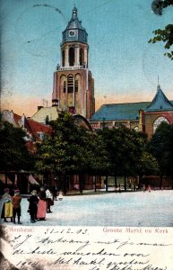 Netherlands Arnhem Grote Markt En Kerk Vintage Postcard 09.90