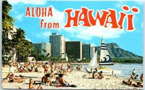 M-35873 A beautiful sunny day at Waikiki Beach Aloha from Hawaii Honolulu Hawaii