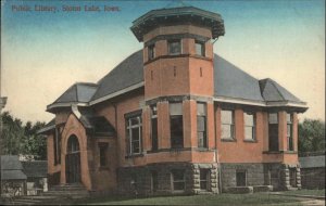 Storm Lake Iowa IA Public Library Vintage Postcard