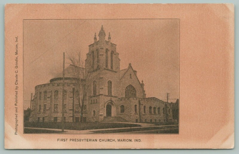 Marion Indiana~First Presbyterian Church~Art Glass~Rounded Room~c1910 Grindle PC