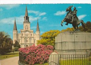Louisiana New Orleans St Louis Cathedral and Jackson Monument