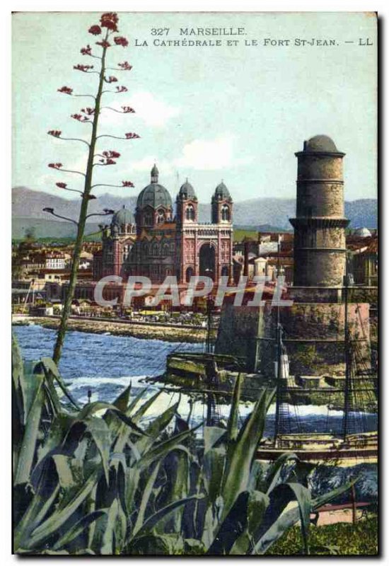 Postcard Old Marseille The Cathedral and Fort St. John