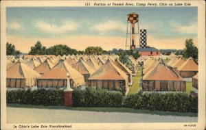 Camp Perry Ohio OH Military Boot Camp c1940s Linen Postcard