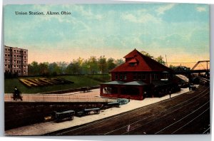 Postcard OH Akron Union Station