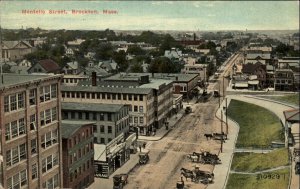 BROCKTON MA Montello Street Bird's Eye View c1910 Postcard