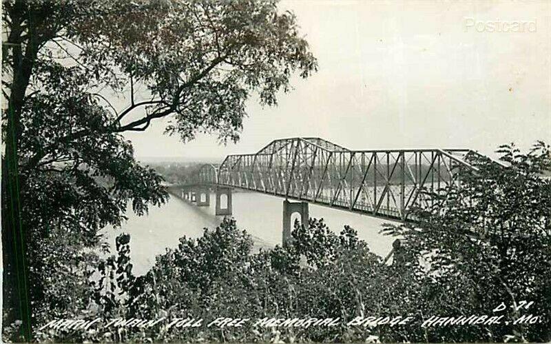 MO, Hannibal, Missouri, Mark Twain Toll Free Bridge, L.L. Cook No. D-71, RPPC