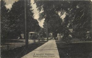 1907-15 Printed Postcard Trolley on Residence Street, Eugene OR