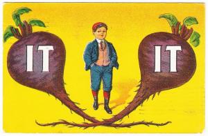 Beet It Kid Beat It Pun Comic Postcard 1900s #2