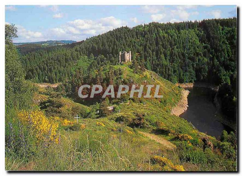 Postcard Modern bathed by the dam Grandval Cantal Feodales the Ruins of Alleuze