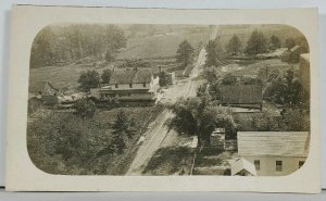 RPPC Farmstead Farmhouse Airview Americana Dirt Road Real Photo Postcard L16