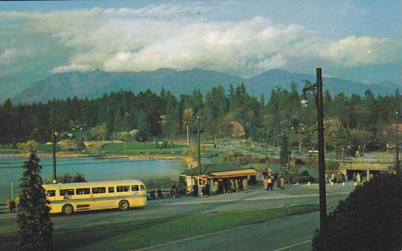 Bus at Entrance to Stanley Park , VANCOUVER , B.C. , Canada 