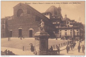 Chiesa e Piazza S. Lorenzo con la Statua di Giovanni delle Bande Nere, Firenz...