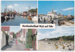 4-Views, Strand, Fishing Boats, Ships, Nordseeheilbad Wyk Auf FOHR, Germany, ...