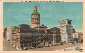 Vintage Postcard 1940 City Hall & Municipal Office Building Baltimore MD
