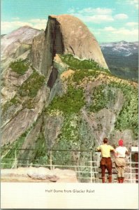 Vtg Postcard 1940s Linen Postcard Half Dome from Glacier Point Yosemite CA