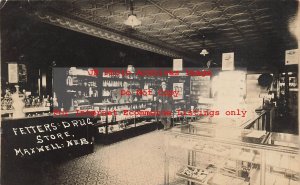 NE, Maxwell, Nebraska, RPPC, Fetter's Drug Store, Interior View, Photo