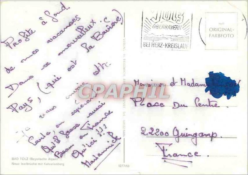 Modern Postcard Bad Tolz Neue Isarbr�cke put Kalvarienberg