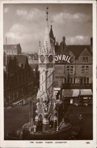 Leicester England Clock Tower Real Photo RPPC Vintage Postcard