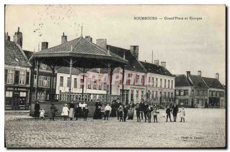 Postcard Bourbourg Old Market Square and Kiosk