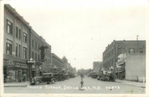 1930s Cars, Fourth Avenue, Devis Lake, North Dakota - Vintage Postcard