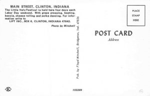 Clinton IN Street View Policeman Store Fronts Coke Pepsi Old Cars Postcard